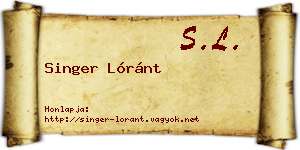 Singer Lóránt névjegykártya